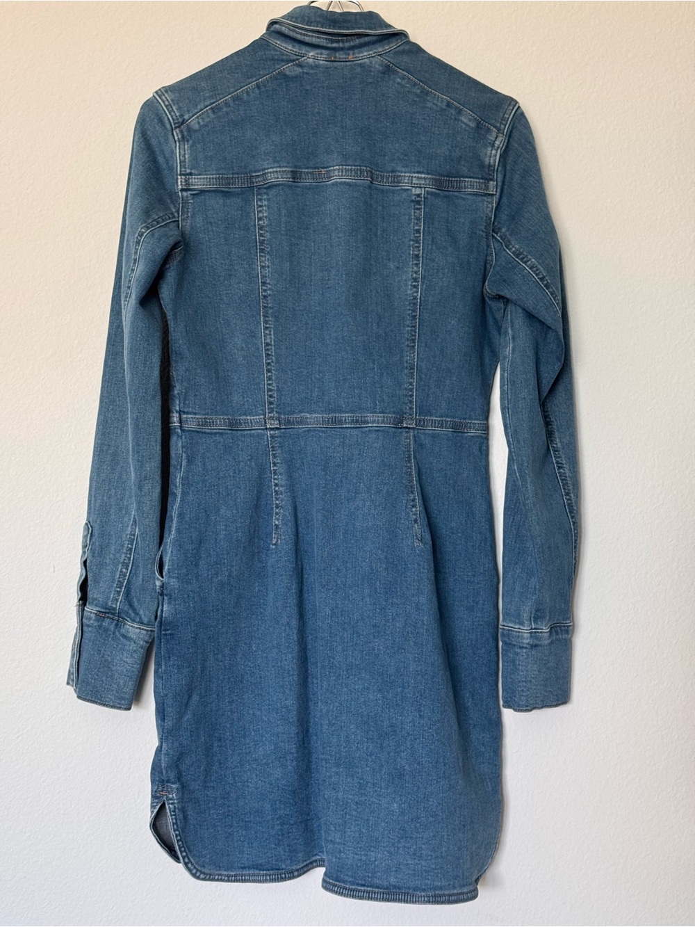 Free People Dynomite Denim Mini Shirt Dress Medium Wash - Small - Picture 3 of 9